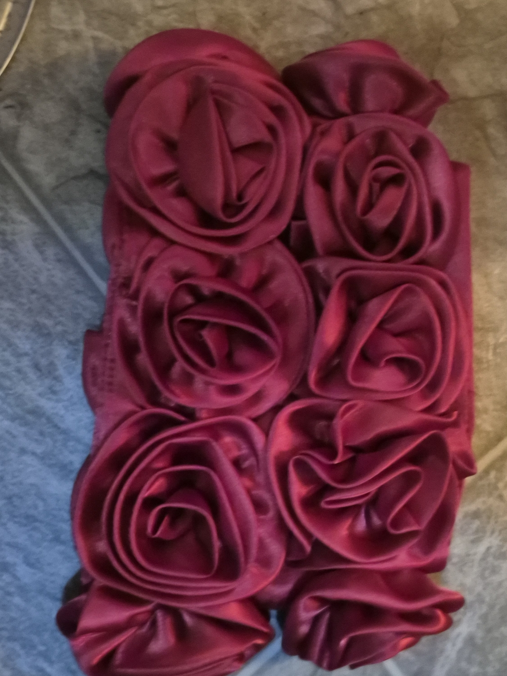 Elegant Rose Appliqué Clutch - Deep Raspberry Pink